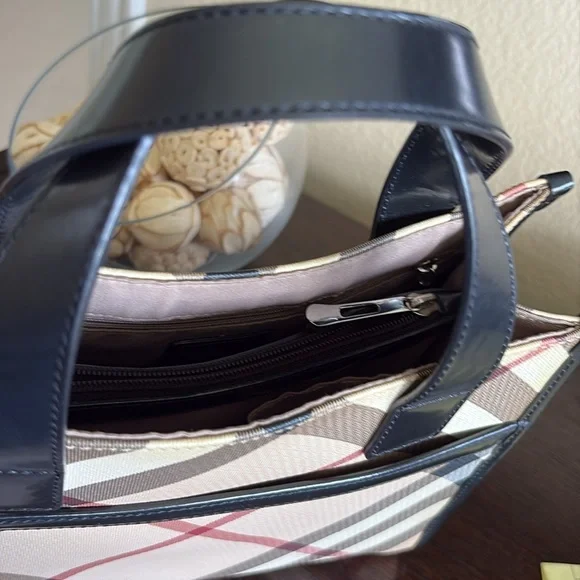 Burberry Black and Cream Mini Tote Bag with Signature Design - Picture 9 of 12